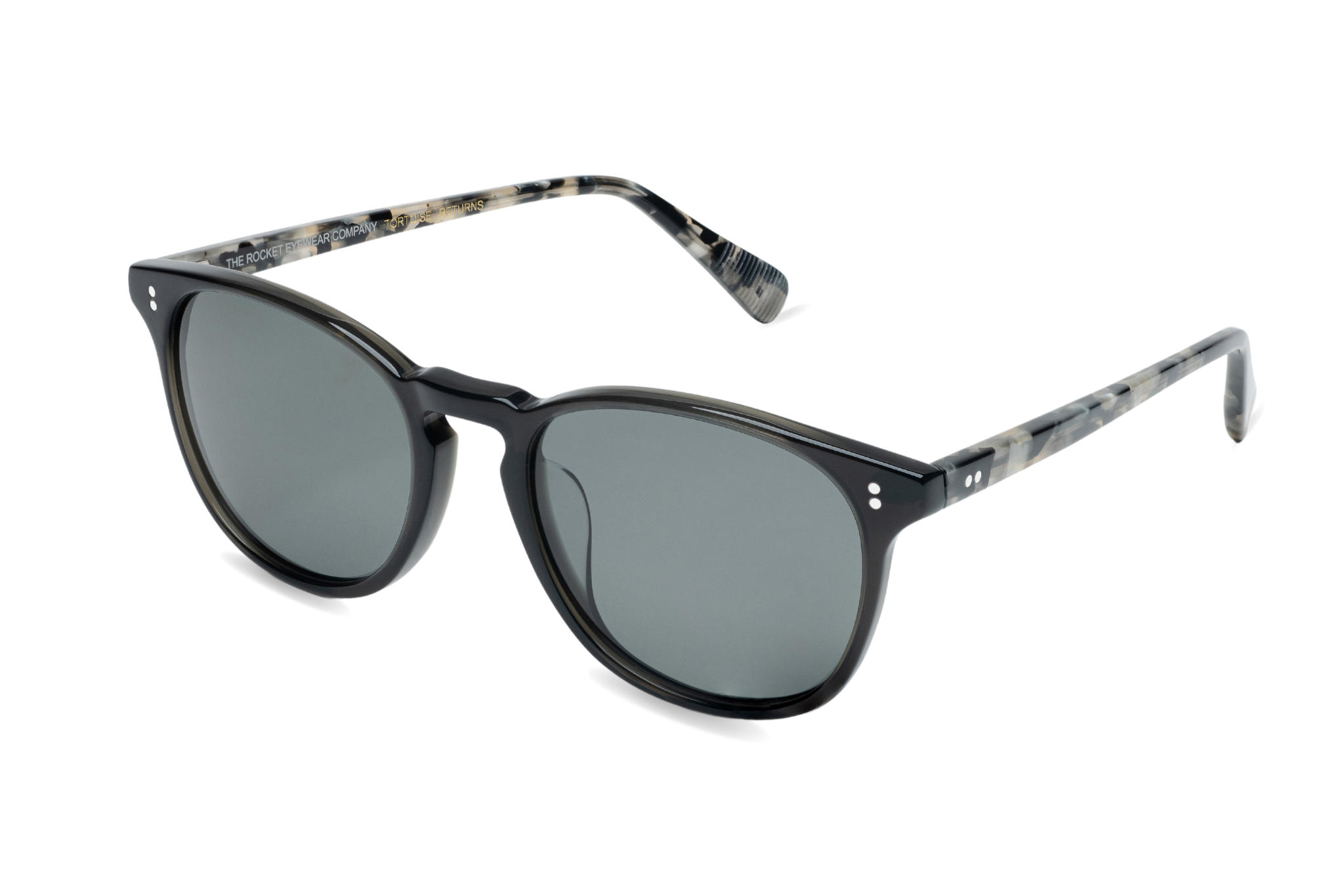 Rocket Eyewear MTO P3 Classic Charcoal Black & Marble Tortoise with Grey Polarized Lenses (Tortoise Returns)