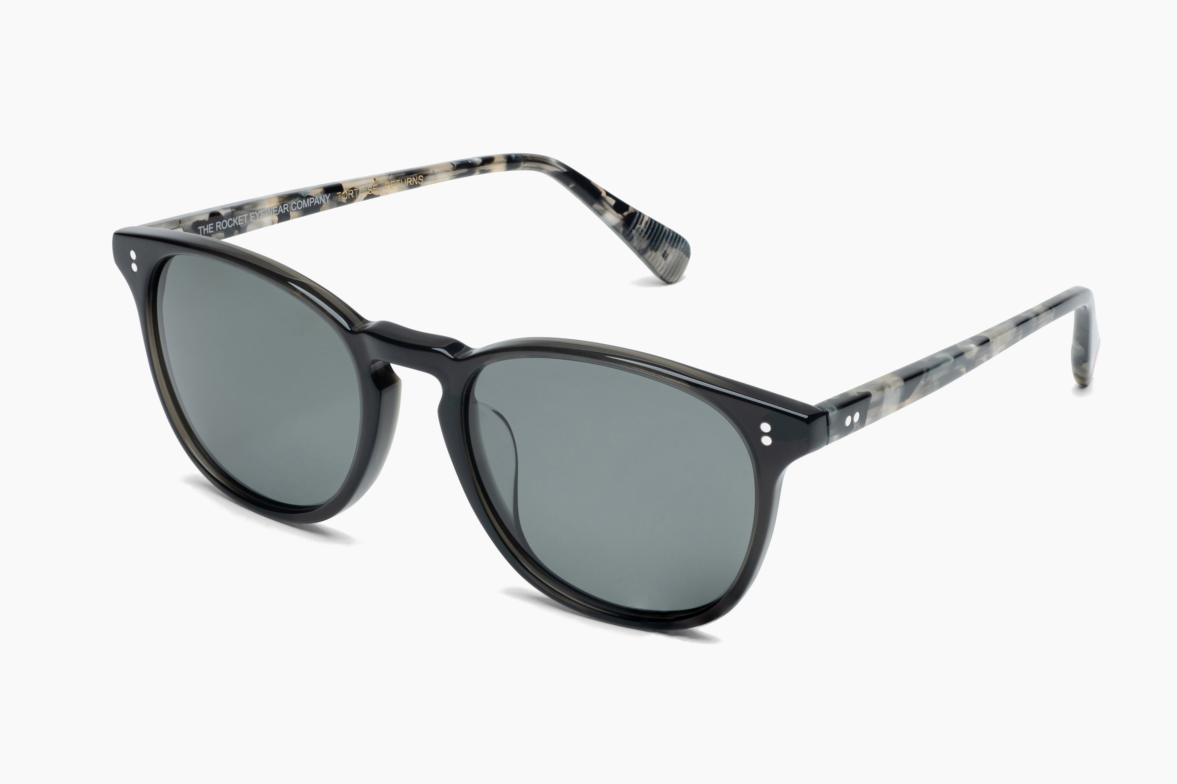 Rocket Eyewear MTO P3 Classic Charcoal Black & Marble Tortoise with Grey Polarized Lenses (Tortoise Returns)