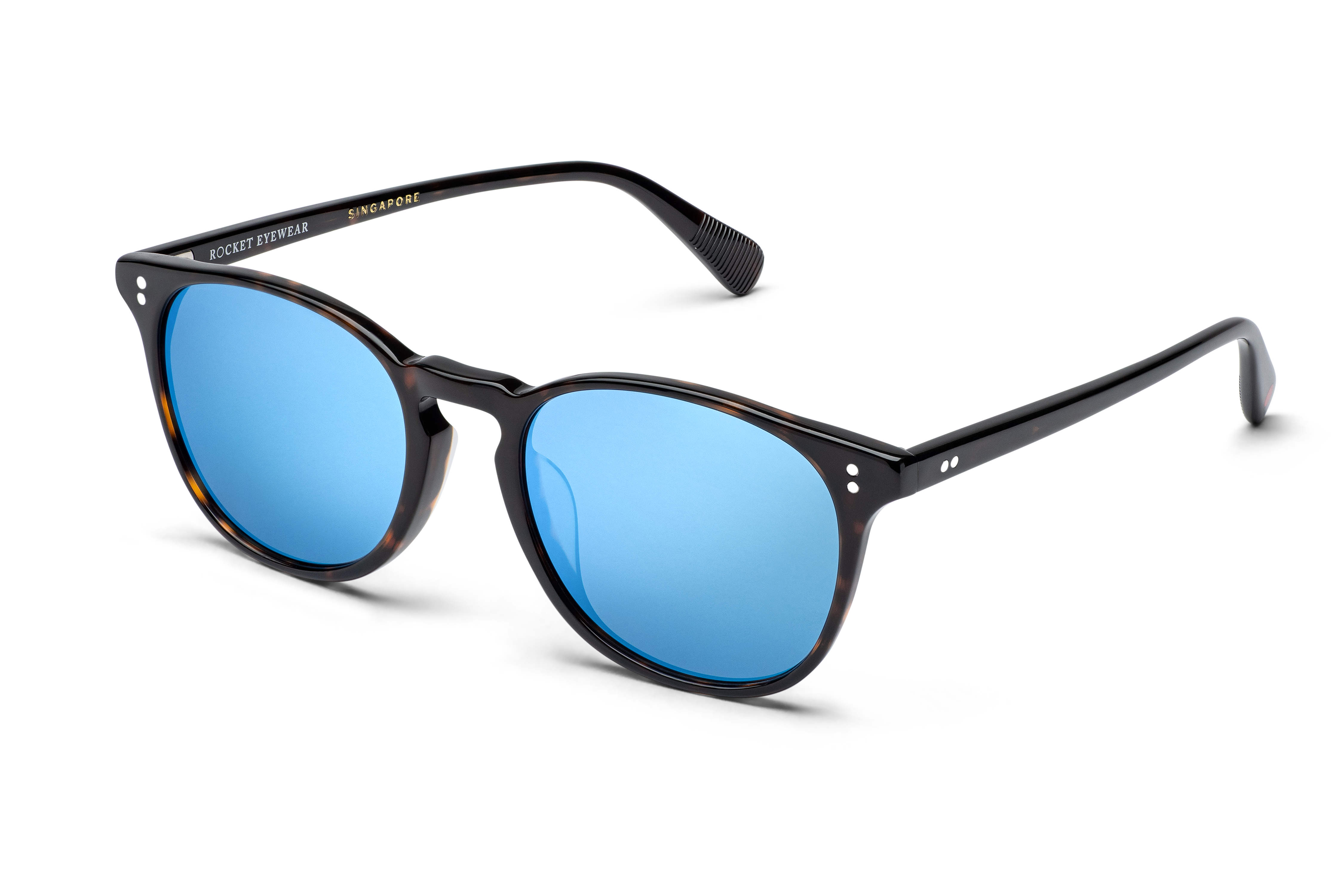 Rocket Eyewear MTO P3 Classic Mahogany Tortoise with Blue Mirrored Polarized Lenses