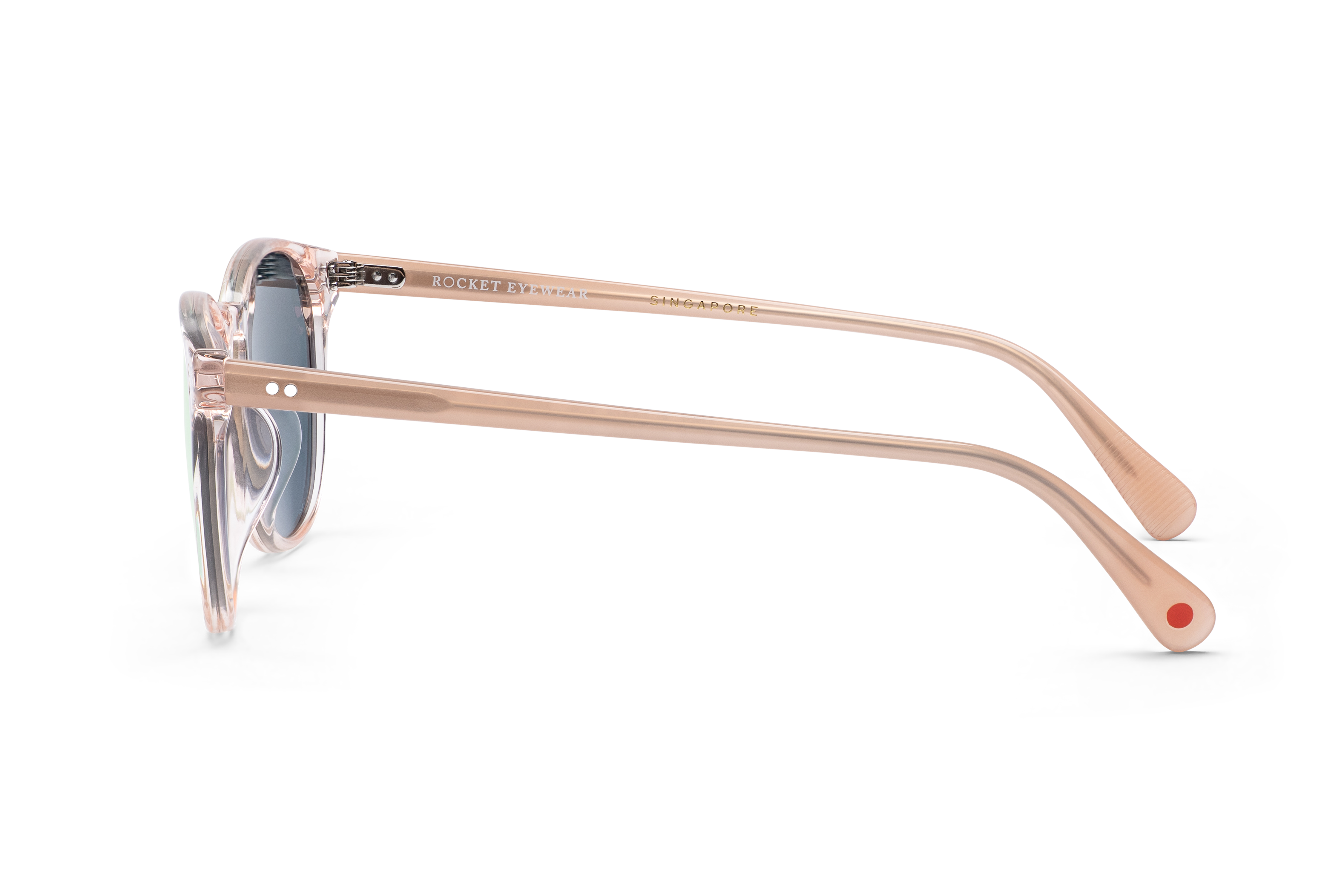 Rocket Eyewear MTO P3 Classic Rose-tinted Crystal & Blush with Pink Mirrored Polarized Lenses