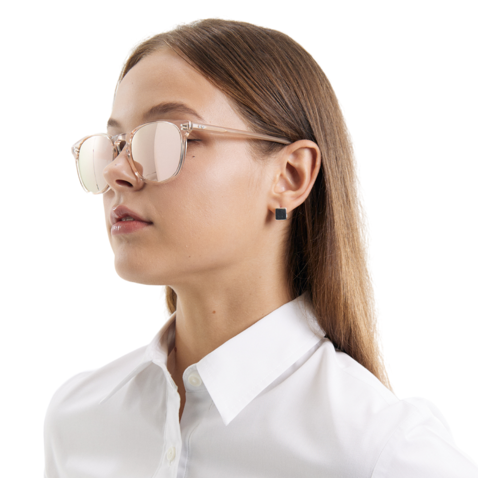 Rocket Eyewear MTO P3 Classic Rose-tinted Crystal &amp; Blush with Pink Mirrored Polarized Lenses