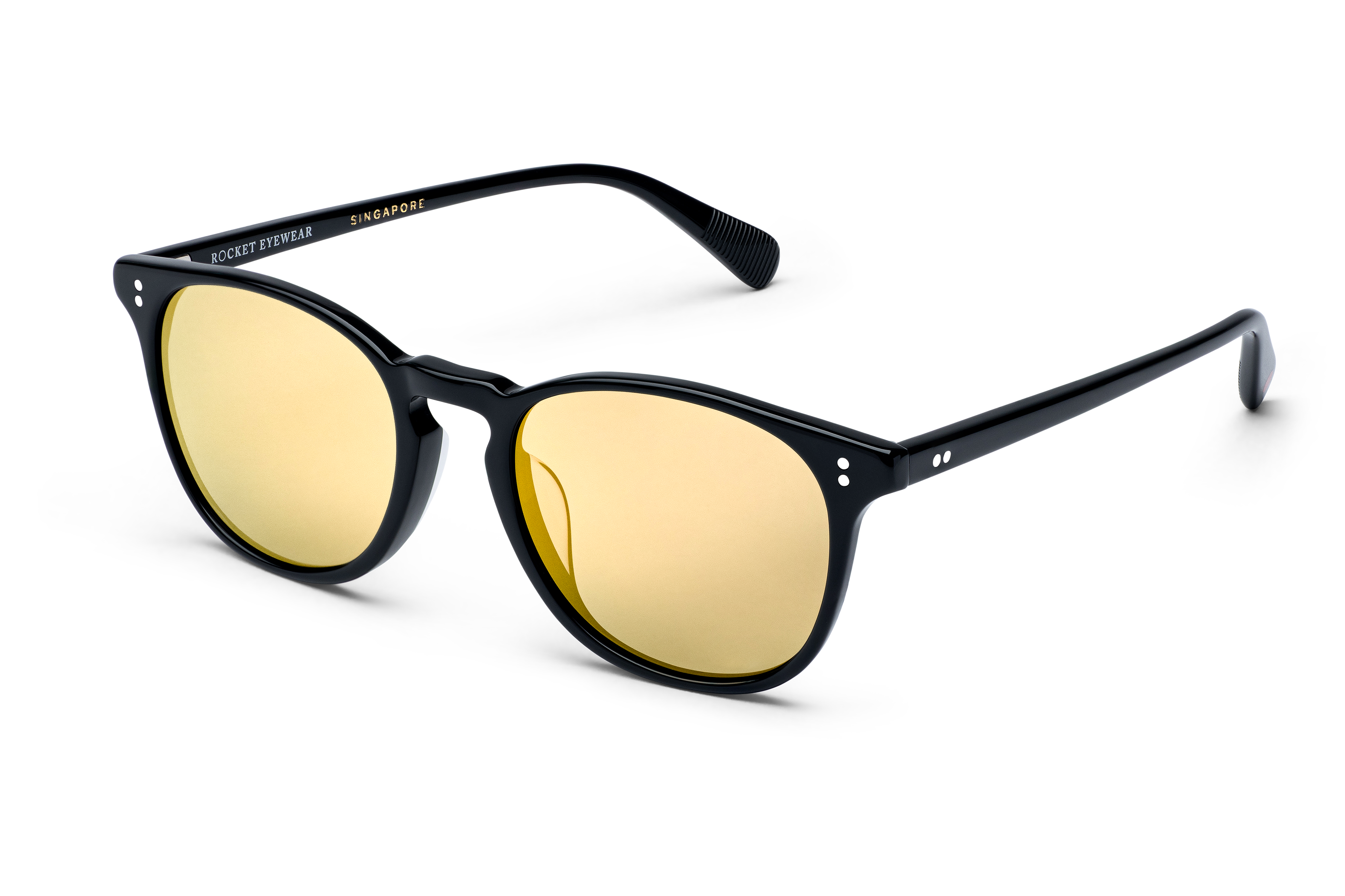 Rocket Eyewear MTO P3 Classic Jet Black with Gold Mirrored Polarized Lenses