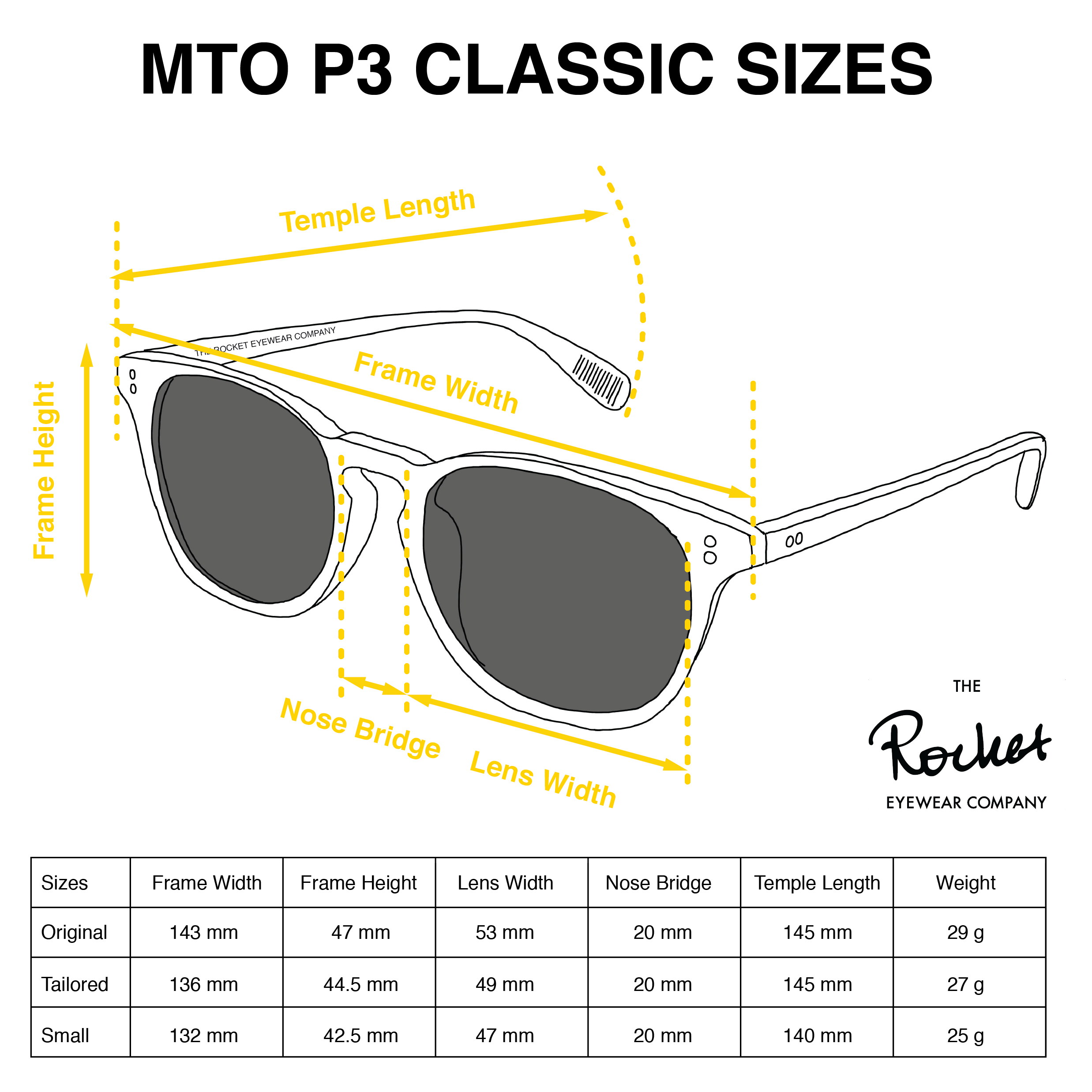 Rocket Eyewear MTO P3 Classic Jet Black with Gold Mirrored Polarized Lenses
