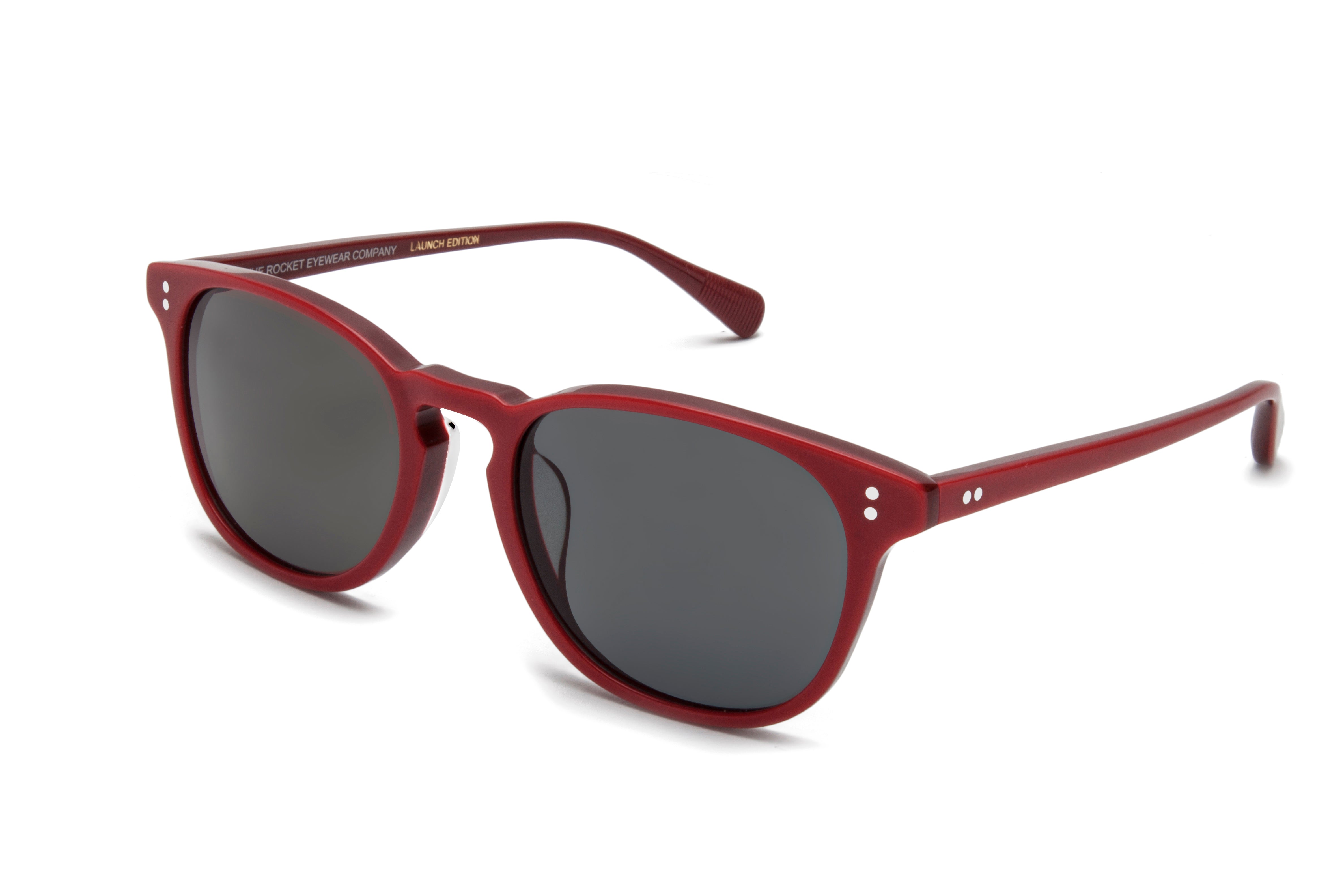 Rocket Eyewear Company P3 Classic Sunglasses Carmine Rosewood with Grey polarized lenses