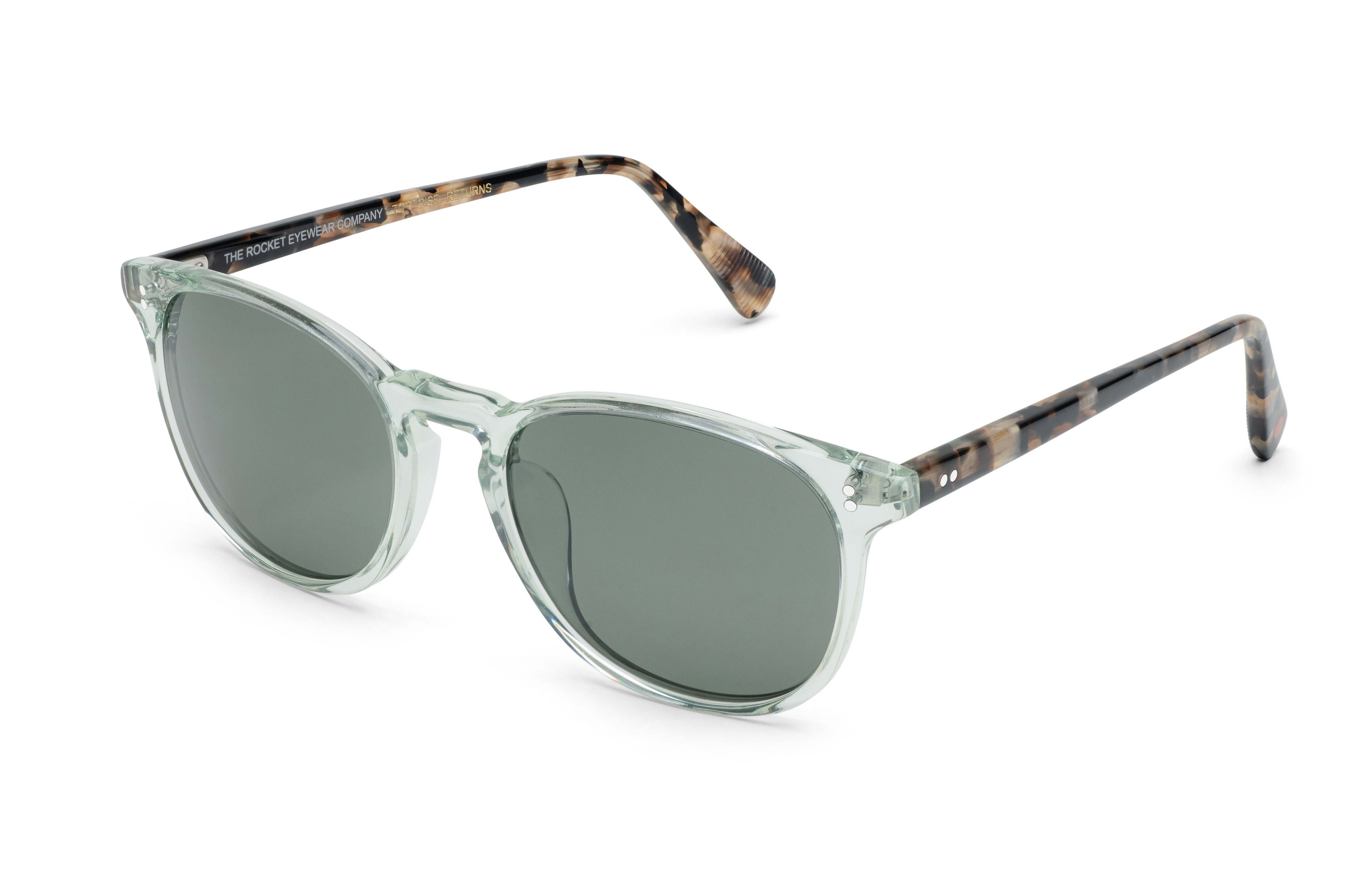 Rocket MTO P3 Classic Sage Crystal &amp; Jaggery Tortoise with Green Polarized Lenses (Tortoise Returns)