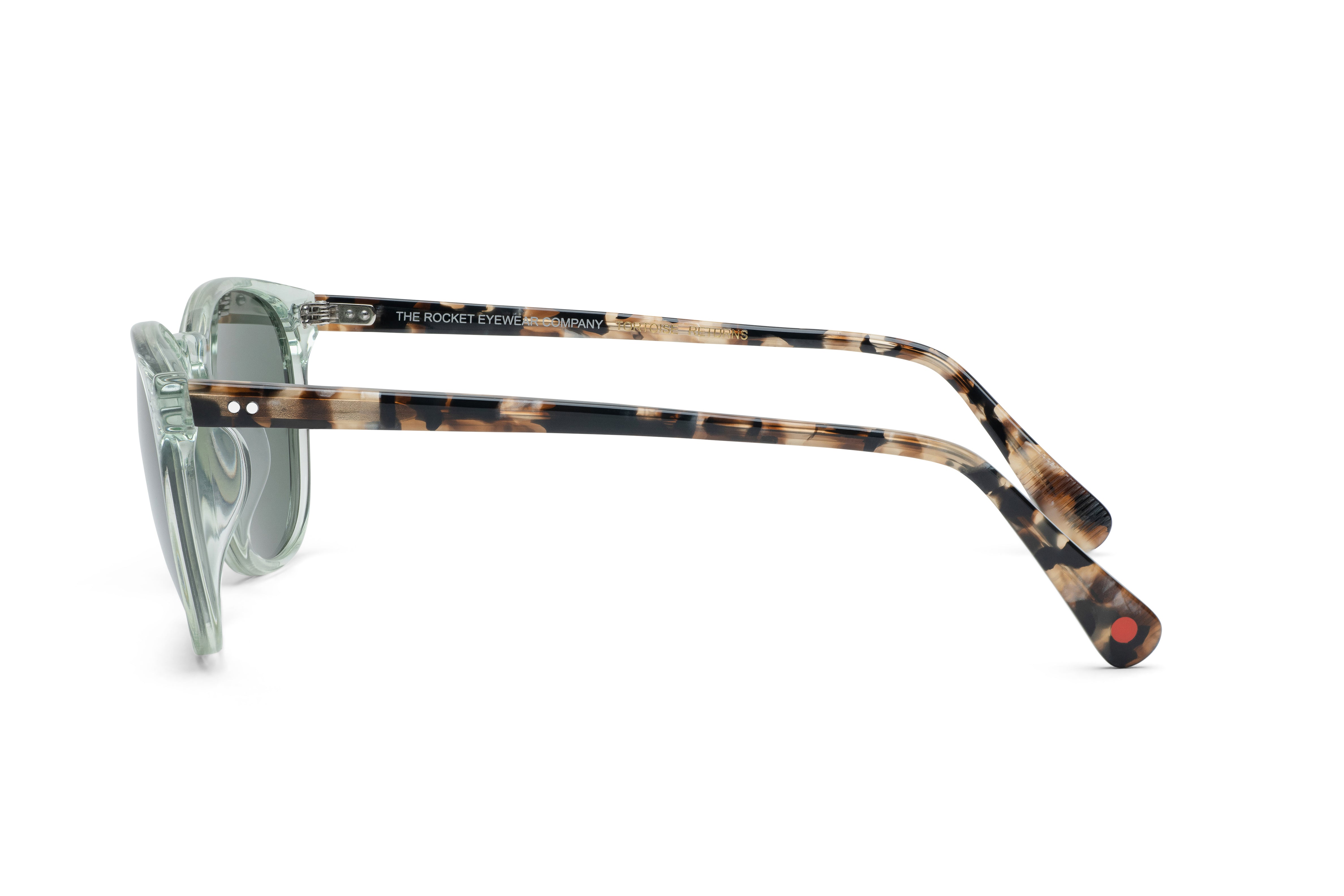 Rocket MTO P3 Classic Sage Crystal &amp; Jaggery Tortoise with Green Polarized Lenses (Tortoise Returns)